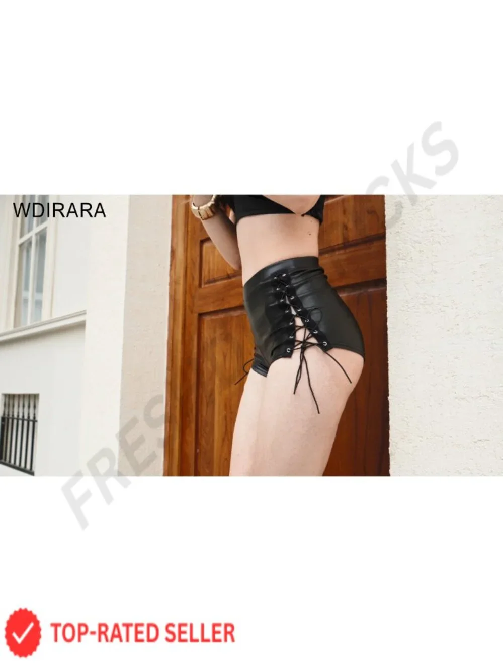 Faux Leather High Waisted Lace Up Skinny Mini Shorts Clubwear